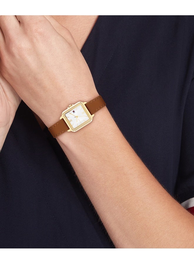 Tommy Hilfiger Women's Quartz Watch with Silver Dial and Tan Leather Strap - 1782859 - Image 4