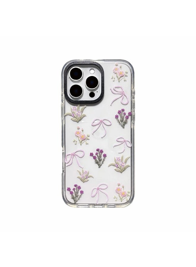 NIBEMINENT Girls Bows And Flowers Protective TPU Case Cover For iPhone 16 Clear - Image 2