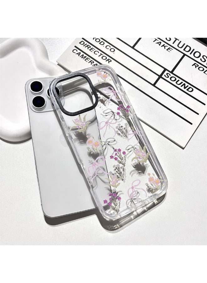NIBEMINENT Girls Bows And Flowers Protective TPU Case Cover For iPhone 16 Clear - Image 1
