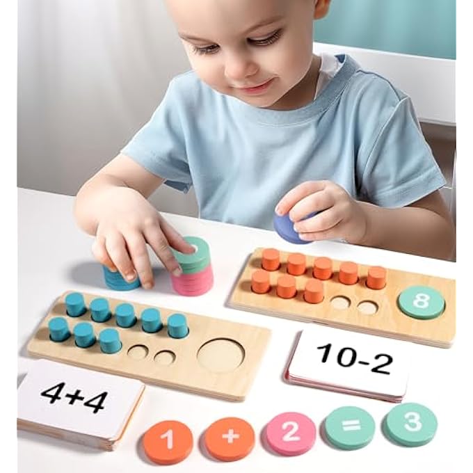 WOODEN NUMBER PUZZLE FOR KIDS,TODDLER 1-10 COUNTING KIDS, COUNTING BLOCKS SORTING TOYS EDUCATIONAL TOYS PRESCHOOL ACTIVITIES STACKING TOY,COLOR TEACHING TOYS LEARNING RESOURCES 1 YEAR OLD - Image 3