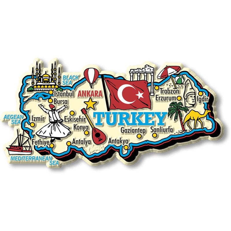 Classic Magnets Turkey Jumbo Country Map Magnet by Classic Magnets Collectible Souvenirs and Gifts Made in The USA 