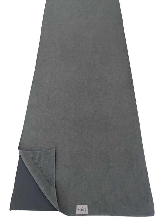 NORCIA Non Slip Yoga Towel with Corner Pockets, Mat-Sized 24"x72", 100% Microfiber Sweat Absorbent, Perfect for Hot Yoga, Bikram, Pilates and More (Grey) - Image 1