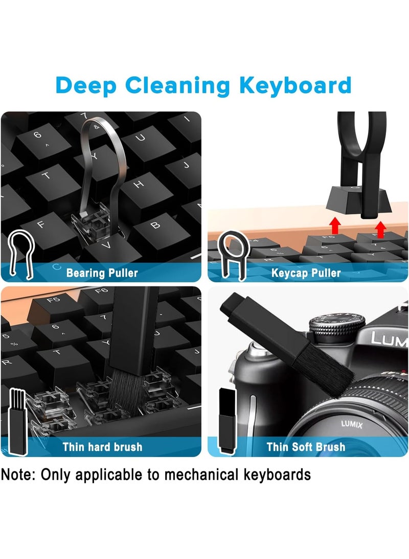 Egolav 20-in-1 multifunctional digital cleaning tool set Bluetooth headset compartment mechanical keyboard mobile phone charging port camera lens screen dust cleaning artifact portable dust removal brush business trip household cleaning combination (black) - Image 4