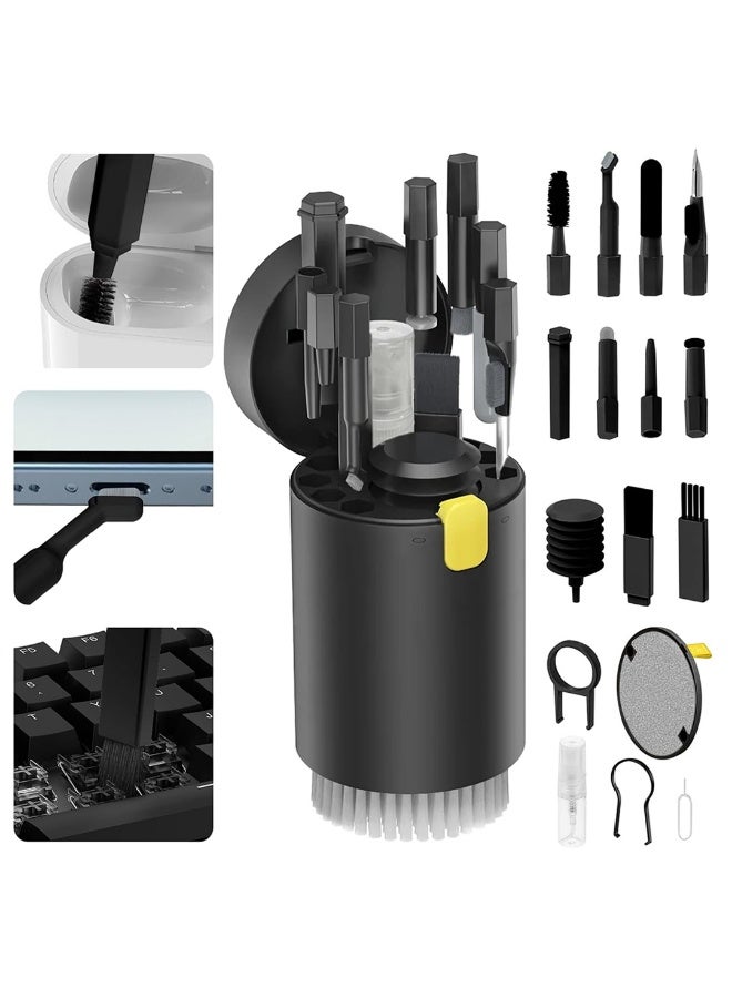 Egolav 20-in-1 multifunctional digital cleaning tool set Bluetooth headset compartment mechanical keyboard mobile phone charging port camera lens screen dust cleaning artifact portable dust removal brush business trip household cleaning combination (black) - Image 1