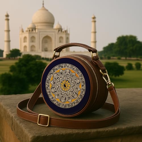 Kalankit Sling Bags For Women | Birthday Gifts, Stylish Round Sling Bag For Woman | Crossbody Bags For Girls, Mandala Art Side Bag, Blue, Rakhi Gift For Sister - Image 3