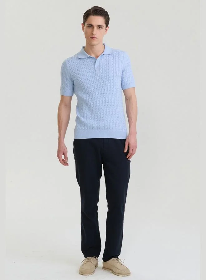 FELIX HARDY Blue Men's 100% Cotton Knit Polo Shirt Short Sleeve for Men | Best Price UAE