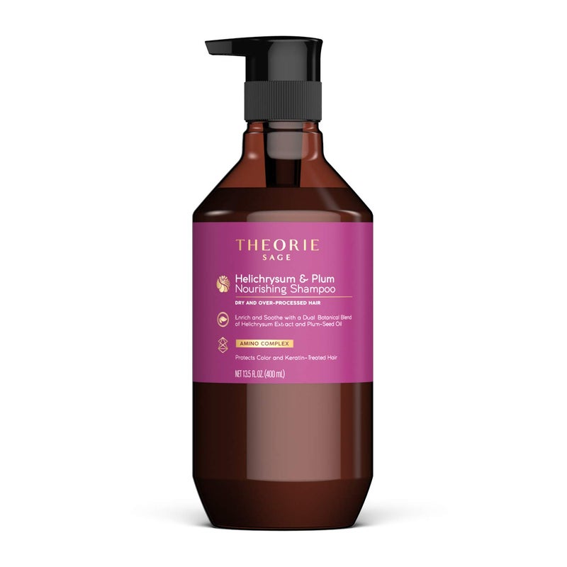 Theorie Sage Helichrysum Plum Nourishing Shampoo For Dry OverProcessed Hair Protects Color Keratin Treated Hair 400ml Label Design May Vary