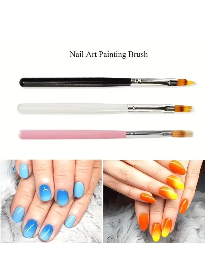 يوكانبي مجموعة من 3 فرش احترافية لتصميم الأظافر بتدرج الألوان | فرش جل مانكير دقيقة للرسم والتظليل | أدوات فن الأظافر للاستخدام المنزلي والصالونات - Image 3