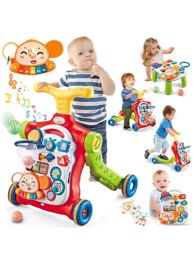 VATOS 5-in-1 Baby Walker, Sitting and Standing Walker, Assembly as a Scooter, Balance Bike, Push Walker, Activity Table, Detachable Panel, Push Walkers Toy with Music for Toddlers - Image 1