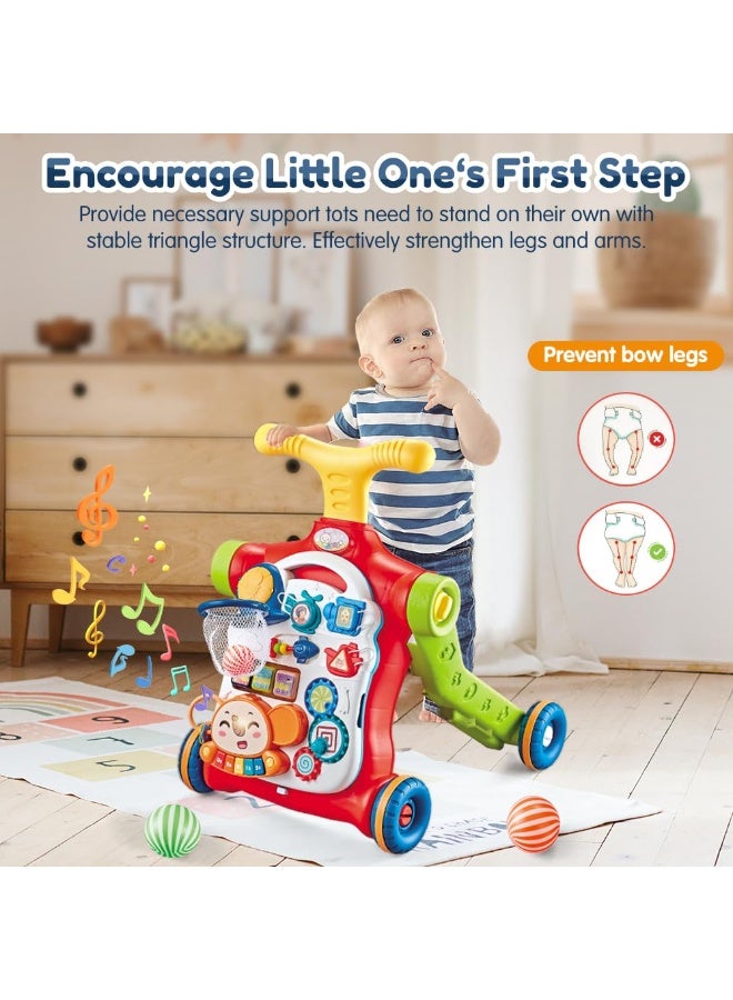 VATOS 5-in-1 Baby Walker, Sitting and Standing Walker, Assembly as a Scooter, Balance Bike, Push Walker, Activity Table, Detachable Panel, Push Walkers Toy with Music for Toddlers - Image 3