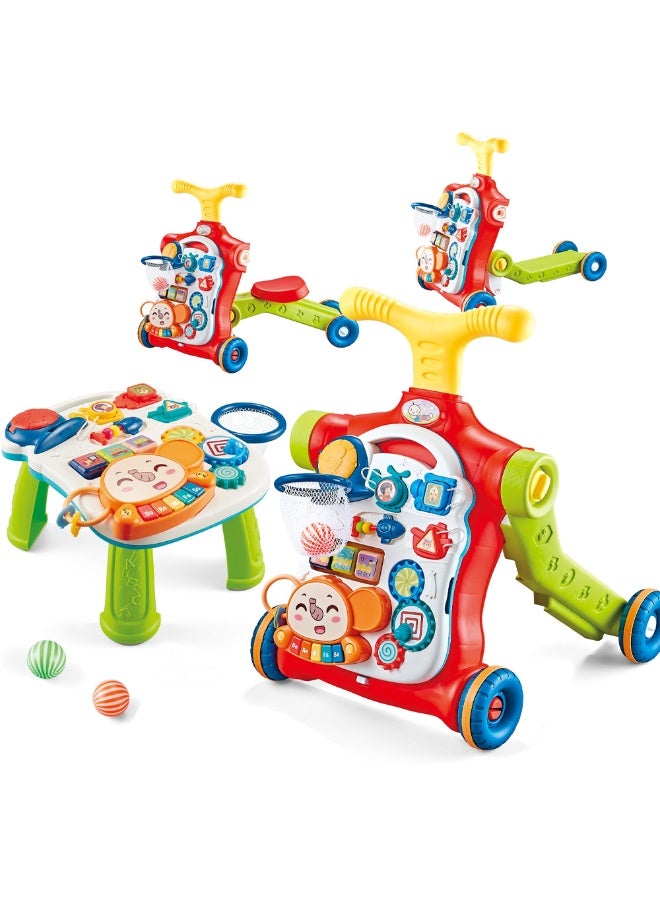 VATOS 5-in-1 Baby Walker, Sitting and Standing Walker, Assembly as a Scooter, Balance Bike, Push Walker, Activity Table, Detachable Panel, Push Walkers Toy with Music for Toddlers - Image 5