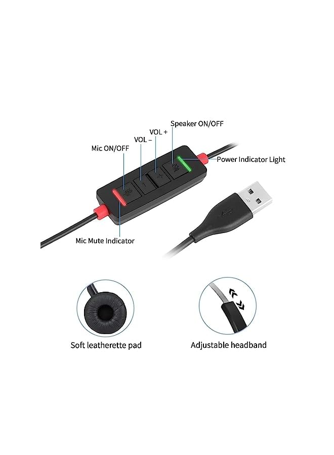 erorex Usb Headset With Microphone Noise Cancelling Mic Pc Laptop Computer Headphone For Home Office Online Class Skype Zoom  - Image 4