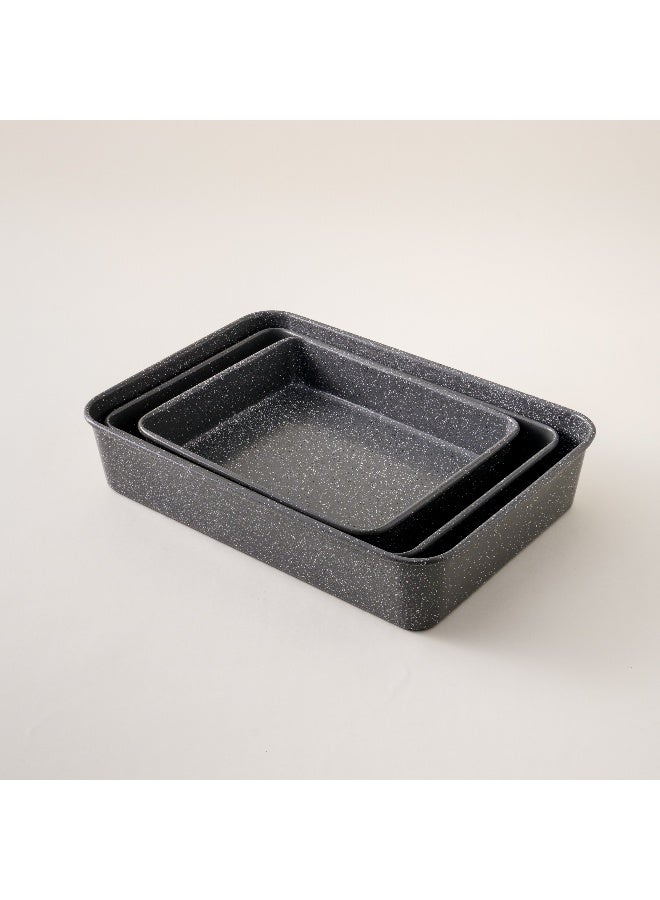 ALBERTO Carbon Steel Roaster Set 3Pcs 11Inch,13Inch, 15Inch In Grey - Image 1