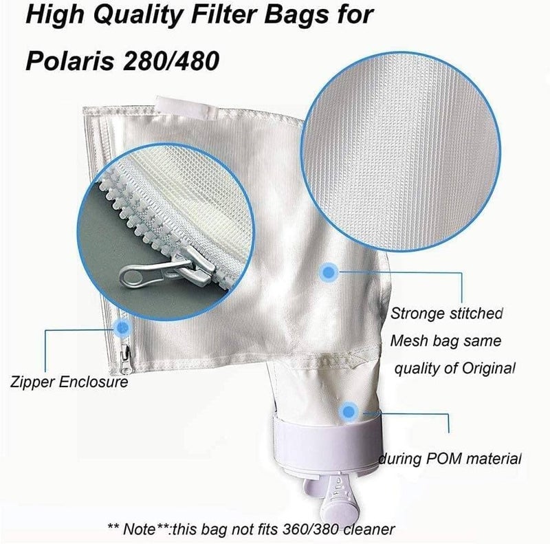 UCEDER Nylon Mesh Pool Cleaner Bags,All Purpose Filter Bag K13 K16 with Zipper Replacement for Polaris 280 and 480 Pool Cleaner (4 Pack) - Image 4
