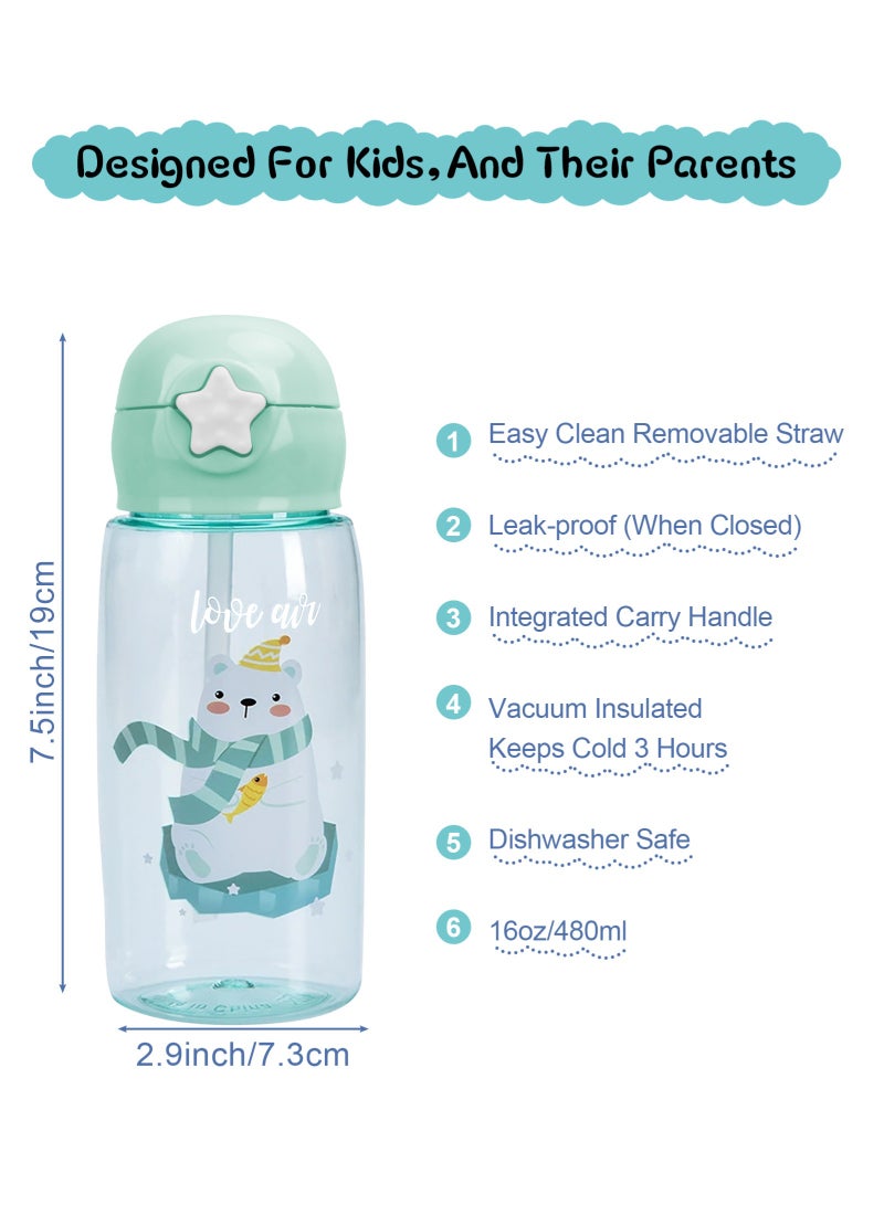 URbazaar Water Bottle for Kids With Straw & Handle - 19 oz BPA Free Kids Water Bottles, Spill Proof Cups for kids, Easy-Clean, Water Bottle With Straw,Kids Water Bottle For School,toddler water bottle - Image 2