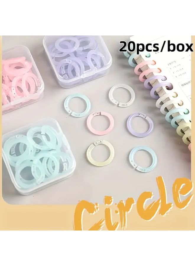 20 Pack Plastic Loose Leaf Rings in Yellow for Document Organization Office and Reading Enthusiasts 0.59 Inch Assorted Color Storage Box Included Desk Paper Organizer - Image 1
