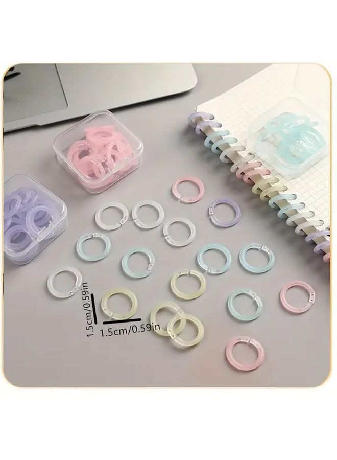 20 Pack Plastic Loose Leaf Rings in Yellow for Document Organization Office and Reading Enthusiasts 0.59 Inch Assorted Color Storage Box Included Desk Paper Organizer - Image 2