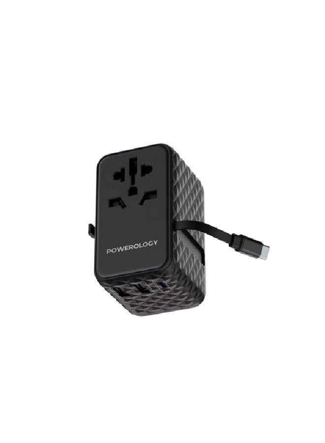Powerology GaN 20W PD Universal Adapter Retractable, Simultaneous Charging - Image 2