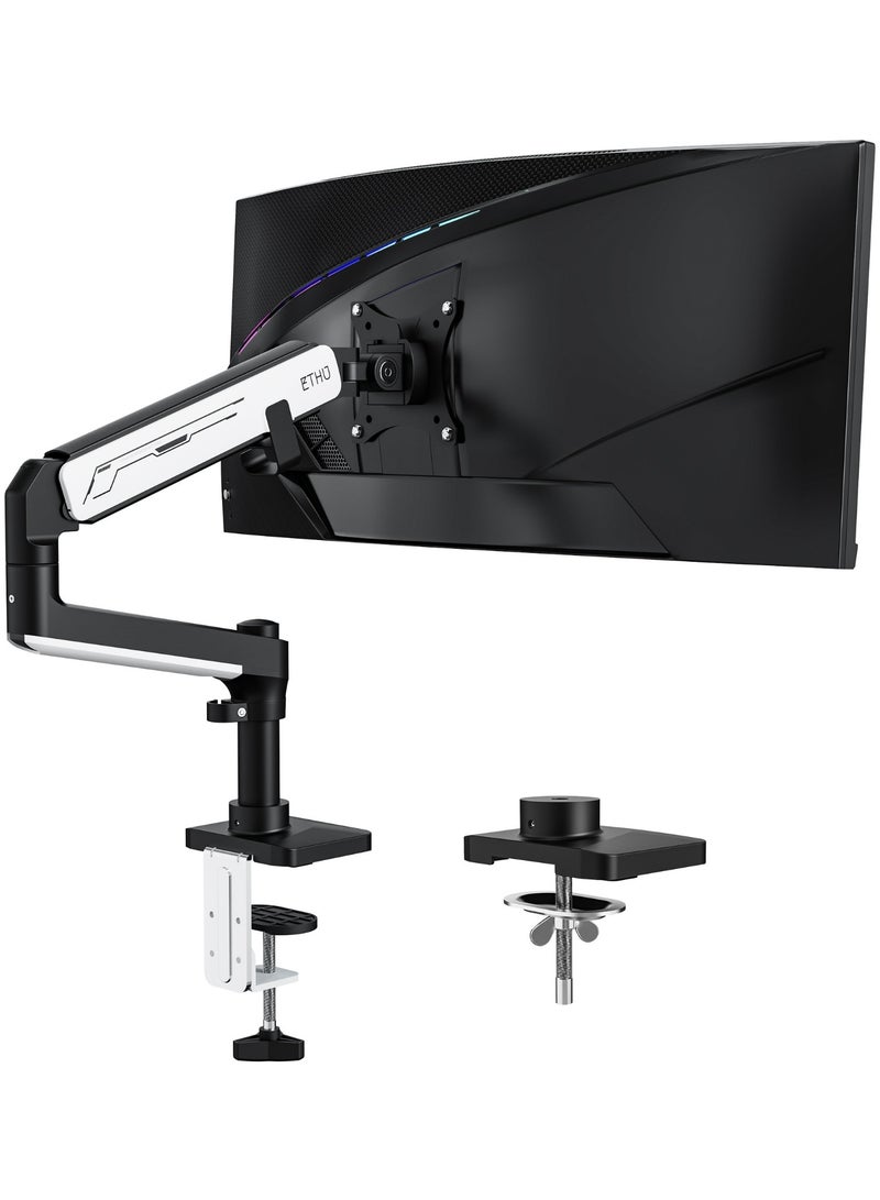 ETHU 2-14KG Heavy Duty Monitor Mount with Extension Arm, Height Adjustment & Tilt Gas Spring Monitor Stand, VESA 75x75/100x100 Desk Mount with Dual Installation Options for 17-40 inch Screens, Black & White - Image 1