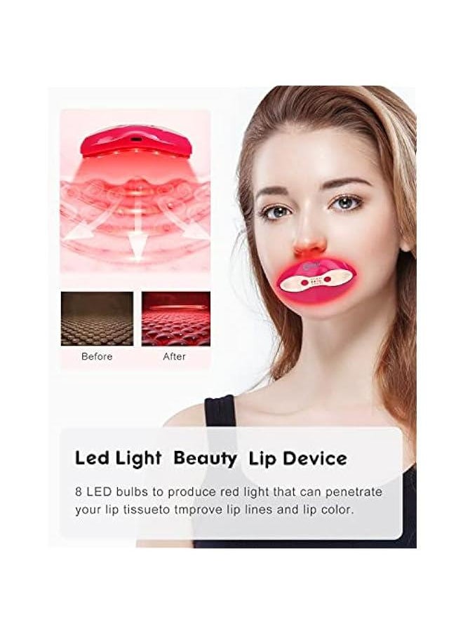Red Light Device, 2 in 1 Lip and Eye Care Tool with Heated for Anti-Aging, Smooth Lip Wrinkles, Lip Plumper and Reduce Dark Circles,4 Levels Heating Temps, Red