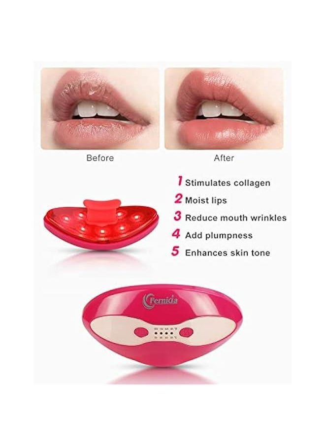 Red Light Device, 2 in 1 Lip and Eye Care Tool with Heated for Anti-Aging, Smooth Lip Wrinkles, Lip Plumper and Reduce Dark Circles,4 Levels Heating Temps, Red
