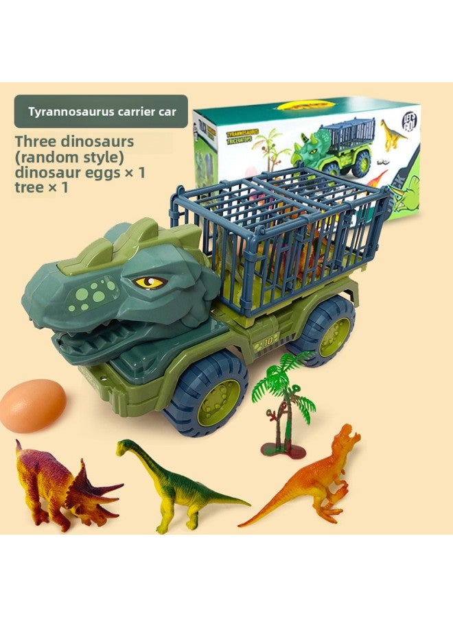 Extra Large Dinosaur Engineering Vehicle Inertia Slide Dump Truck Model Carrier Boy Children Gift-Color:Color Boxed Tyrannosaurus Rex Vehicle (3 Dinosaurs + Tree + Eggs)  - Image 1