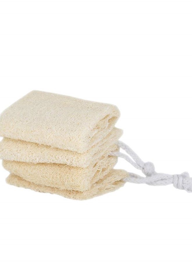 pisdoplop 4" Natural Loofah Exfoliating Body Sponge Scrubber for Skin Care in Bath Spa Shower Pack of 4 - Image 2
