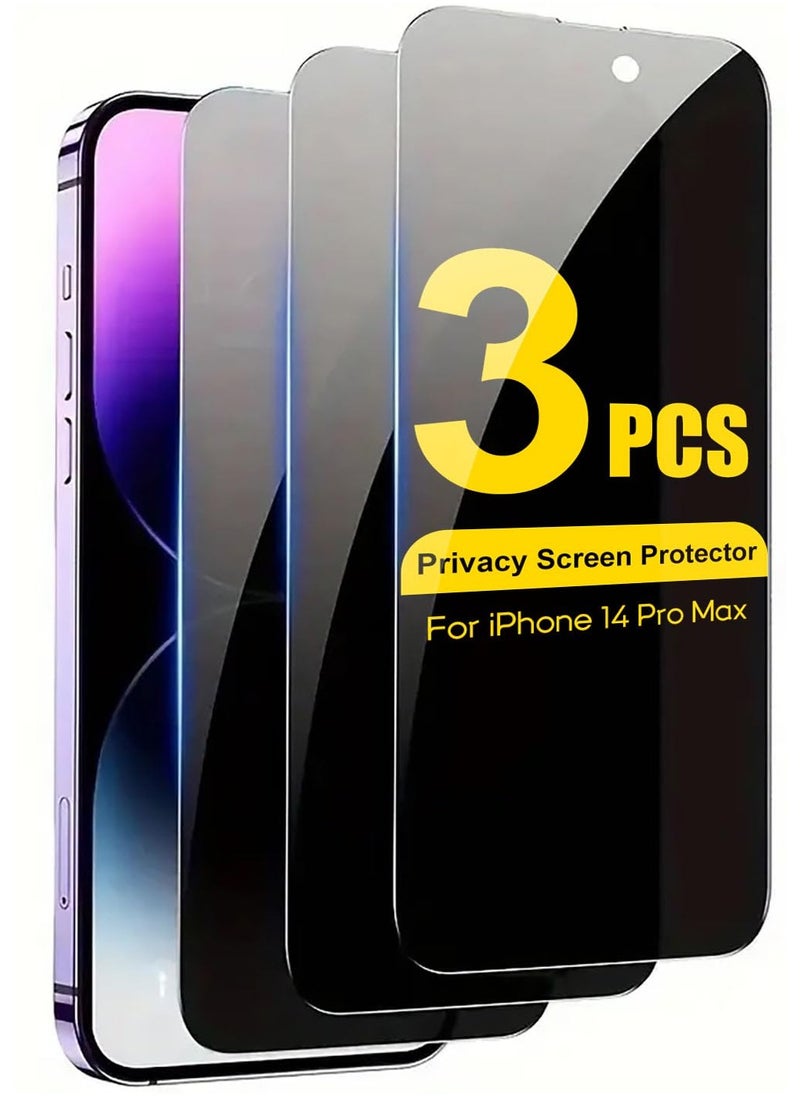 Generic 3-Pack iPhone 14 Pro Max Privacy Screen Protector, Premium Privacy Glass, Scratch-Resistant, 3D Touch Compatible for 6.7-Inch Display  - Image 1