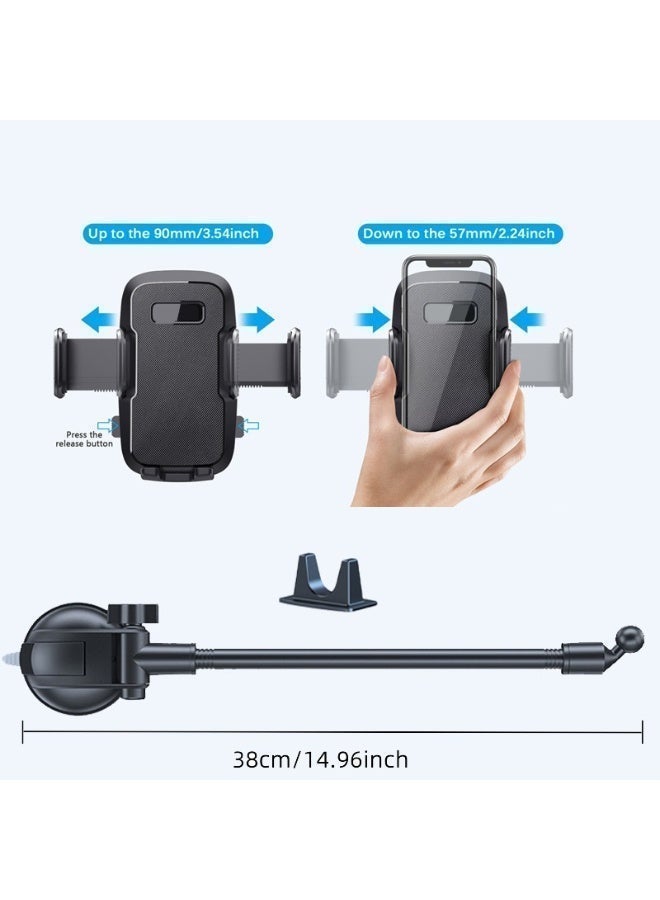 360° Rotatable Car Phone Holder with Strong Suction Cup, One-Hand Operation Dashboard Mount, Anti-Slip Secure Grip, Universal 4.7-7 Inch Compatible + Free LED Type-C Cable - Image 3
