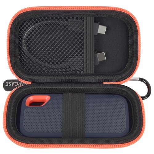 GWCASE Hard Case for SanDisk Extreme Portable SSD 1TB 2TB 4TB 8TB 500GB, External for Solid State Drive Travel Carrying Holder with Mesh Pocket for USB Cables & SD Cards (Bag Only)-Orange Zipper - Image 1