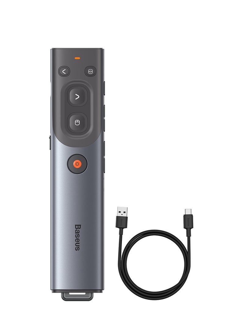 Baseus Spotlight Wireless Presentation Remote, 2.4 GHz USB-Receiver, Digital Laser Pointer, 50-Meter Operating Range, Dual Laser Mode compatible for PC/Mac/Android/iOS Grey - Image 1