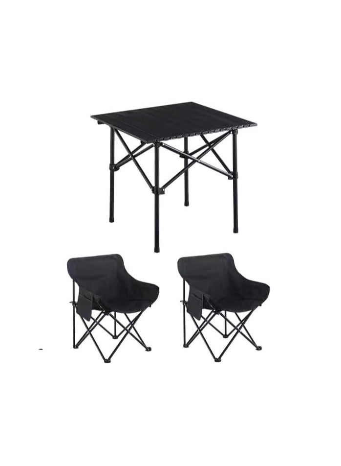 MOMENT Patio Garden Table Set, Outdoor Furniture Table Et Chaise, Portable Foldable Camping Picnic Table Set, Outdoor Bistro Set,1 Table and 2 Chairs - Image 1