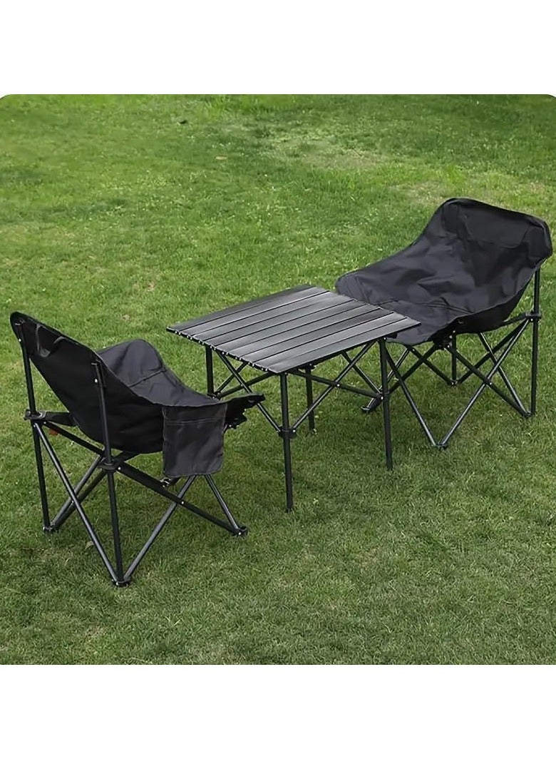 MOMENT Patio Garden Table Set, Outdoor Furniture Table Et Chaise, Portable Foldable Camping Picnic Table Set, Outdoor Bistro Set,1 Table and 2 Chairs - Image 2