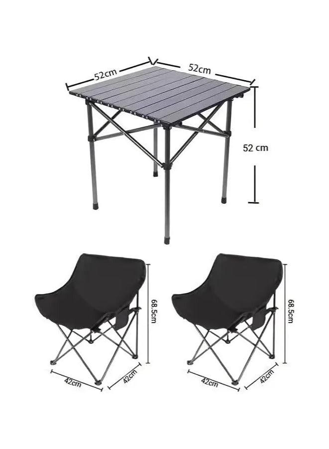 MOMENT Patio Garden Table Set, Outdoor Furniture Table Et Chaise, Portable Foldable Camping Picnic Table Set, Outdoor Bistro Set,1 Table and 2 Chairs - Image 3