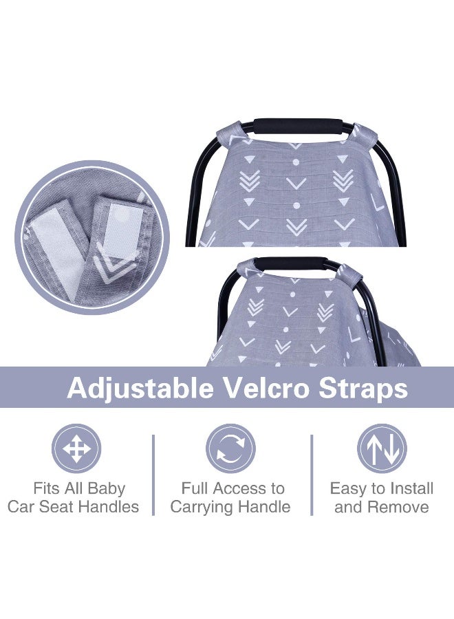 Metplus غطاء مقعد السيارة للأطفال من موسلين، غطاء مقعد السيارة للأطفال من متبلس - مناسب عالميًا وعريض جدًا، خفيف الوزن وقابل للتنفس وناعم للفتيات هدايا الاستحمام للأطفال (سهم) - Image 2