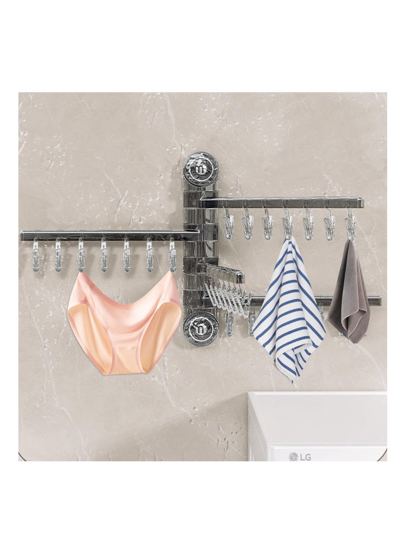 SYOSI Wall Mount Sock Drying Rack, Space-Saving Sock Drying Rack Sock Hangers with Suction Cups Laundry Clips Drip Drying Hanger Laundry Room Sock Drying Rack Wall Mounted Drying Rack for Socks,Baby Clothes - Image 4