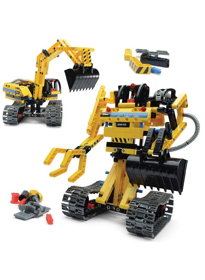 Top Race Stem Building Toys Building Set stem Kits for Boys Gift Toys for Boys Ages 6-14 Year Old and up, 2 in 1 Model Set Excavator Toy and Robot Toy 342 Pieces - Image 1