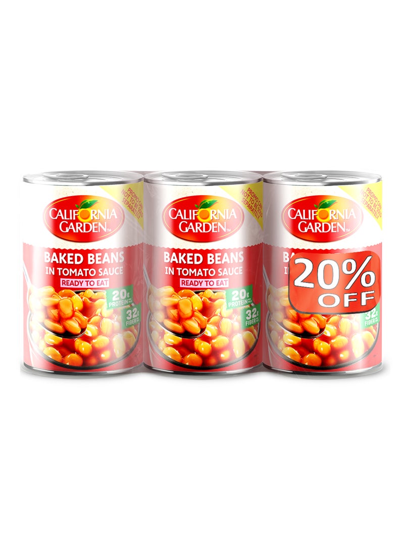 California Garden Baked Beans Tomato Sauce 3 x 420g - Image 1