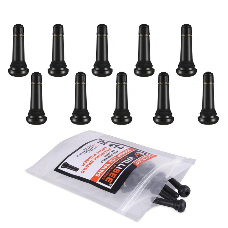 WILLIBEE TR414 Tyre Valve Stem, EPDM Rubber Tubeless Tire Valve Stem for Car (TR414-10Pcs) - Image 2