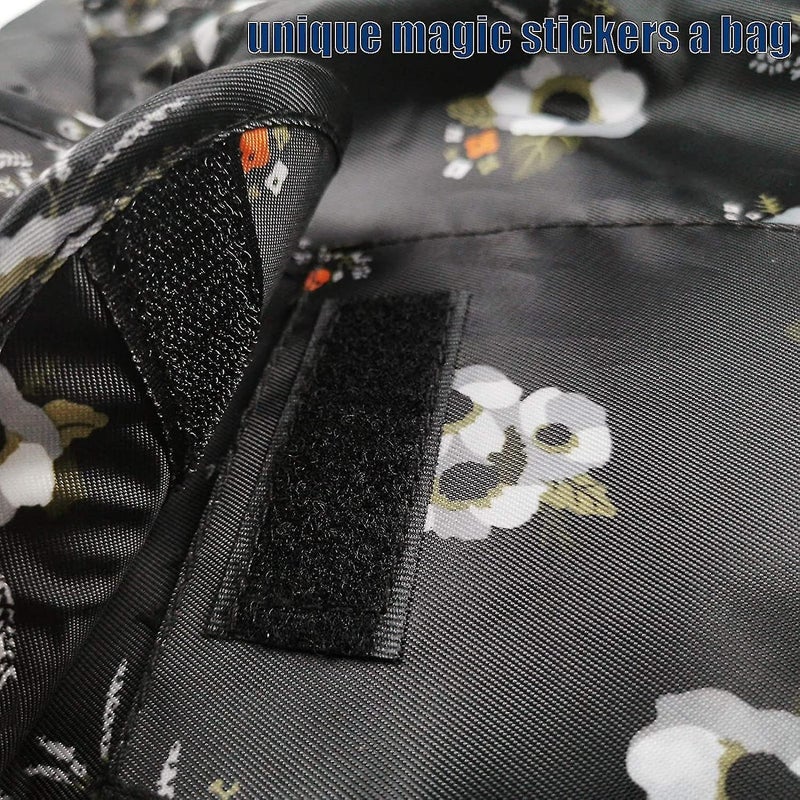 Nirvik Women’s Portable Waterproof Cosmetic Bag | Lazy Travel Makeup Organizer with Drawstring, Compact & Multi-Pocket Toiletry Bag, Versatile Storage for Makeup & Travel (Black Floral Bag) - Image 4