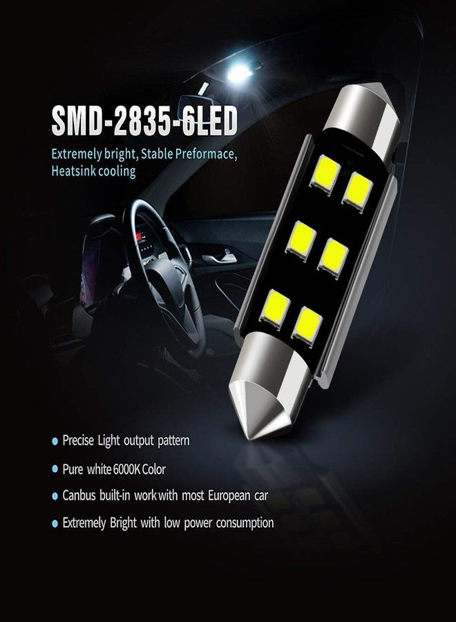 AUXLIGHT مصابيح إضاءة داخلية LED من AUXLIGHT 211-2 212-2 578 569 214-2، مقاس 41 مم (1.61 بوصة)، خالية من أخطاء نظام Canbus، لون أبيض زينون 6000 كلفن، فائقة السطوع، مزودة بـ 6 رقائق SMD، مناسبة لإضاءة السقف، وإضاءة الخرائط، وإضاءة الأبواب، وإضاءة لوحة الترخيص (عبوة من 6 مصابيح). - Image 5