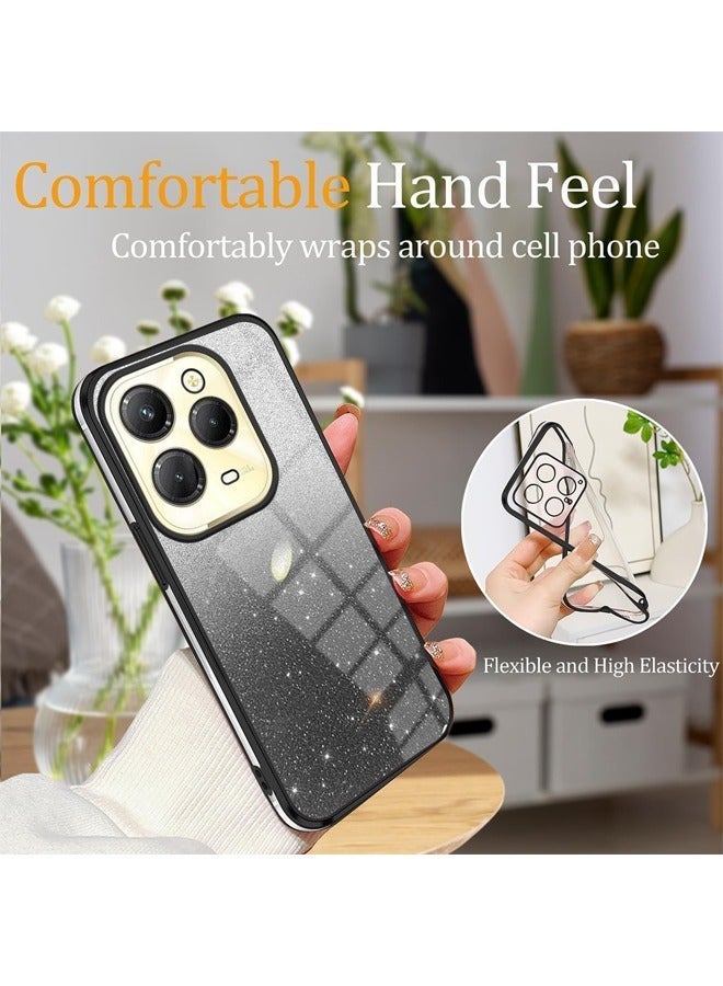 Asan Ge Infinix Hot 40/40 Pro Silicone Glitter Case, Bling Plating Shockproof  Protective Cover for Infinix Hot 40/Infinix Hot 40 Pro, Luxury Slim Case for Women Men - Black - Image 4