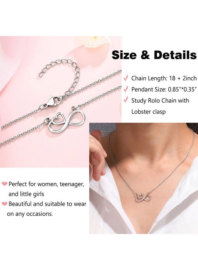 UNGENT THEM Infinity Heart Necklace for Granddaughter Birthday Valentines Graduation Confirmation Back to School Gifts for Teen Girls, Stainless Steel, No Gemstone - Image 2