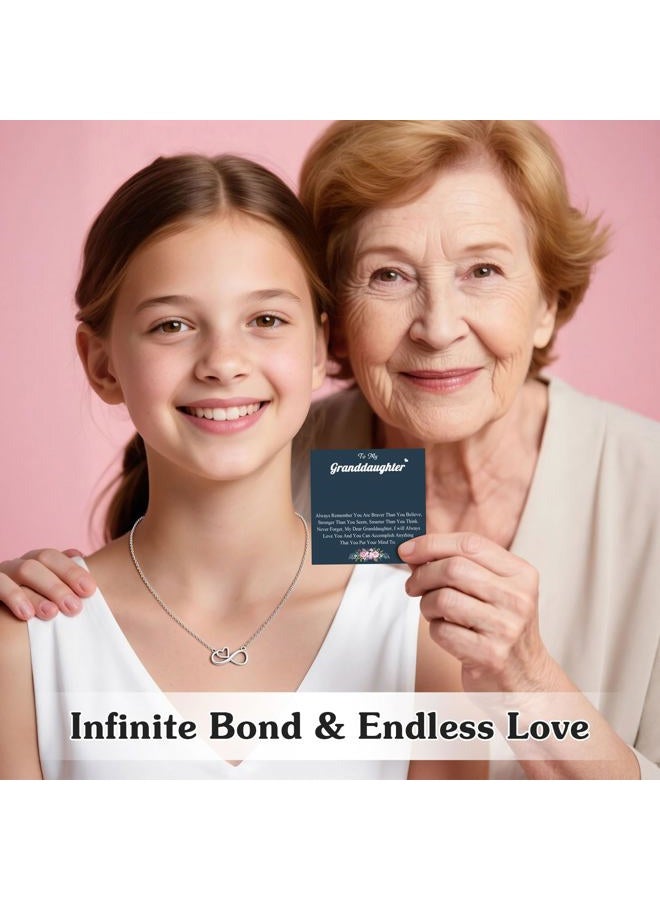 UNGENT THEM Infinity Heart Necklace for Granddaughter Birthday Valentines Graduation Confirmation Back to School Gifts for Teen Girls, Stainless Steel, No Gemstone - Image 3