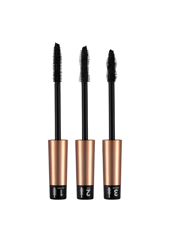 flormar Triple Action Mascara – Length Volume & Curl Boost, Buildable Lash Impact, Smudge-Resistant All-Day Wear 001-RIPLE ACTION MAS - Image 2