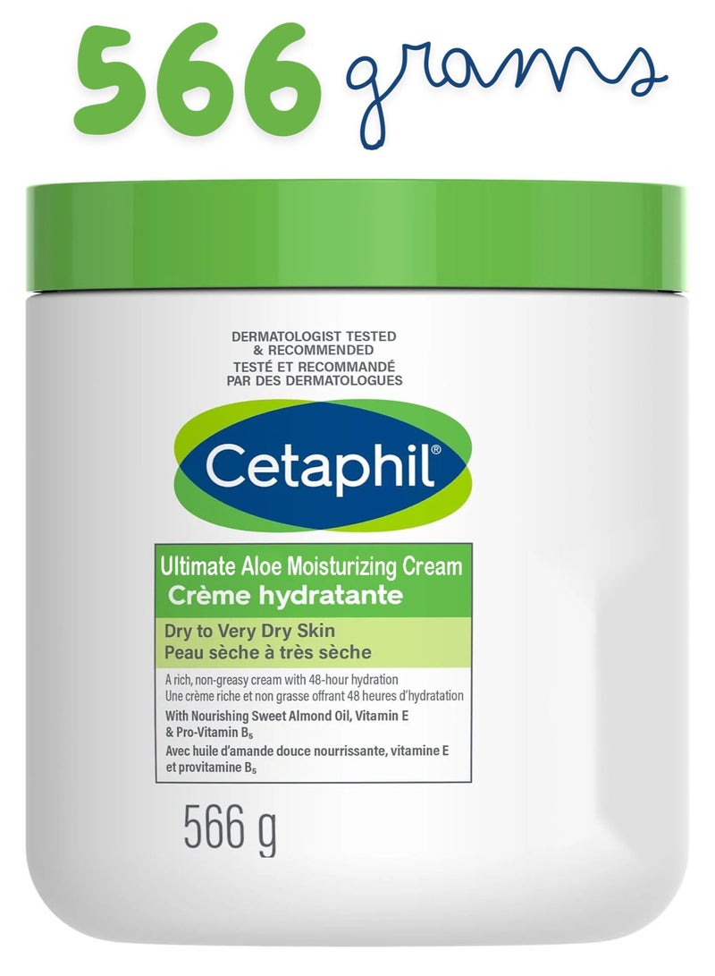 Cetaphil Ultimate Aloe Moisturizing Cream, Sensitive Skin | Provides 48-Hour Hydration | Face & Body Cream 566grams - Image 1