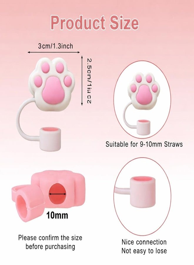 Newvent® 4Pcs Silicone Straw Cover Cap 10mm | Cute Cartoon Dust-Proof Straw Topper | Reusable BPA-Free Straw Lid Cover for Tumblers, Cups & Bottles (4, Paw Print, Standard) - Image 3