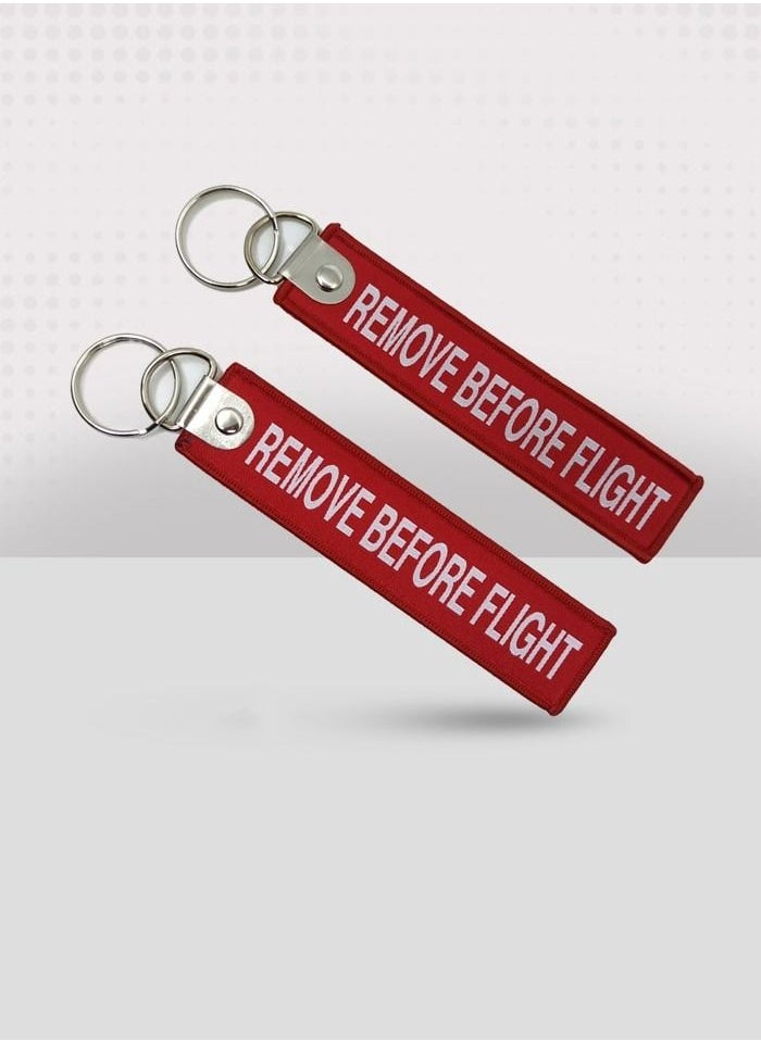 Fighter Gifts Remove Before Flight Red Fabric Keychain 