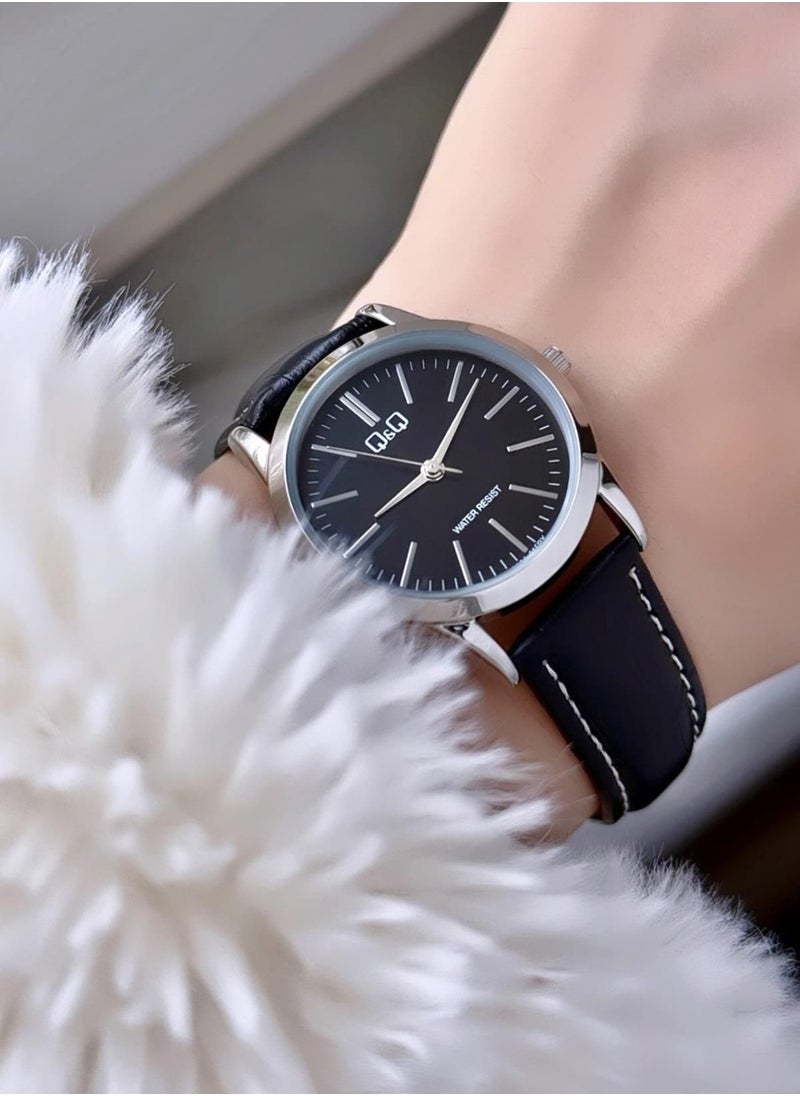 Q&Q Elegant Slim Case Women's Leather Band Wristwatch  - Image 1
