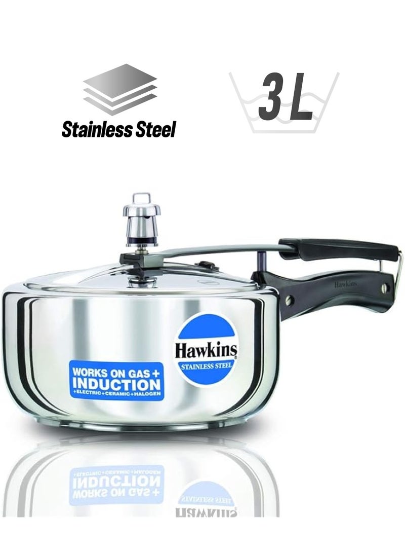 هوكينز قدر ضغط أساسي متوافق مع الحث من الفولاذ المقاوم للصدأ سعة 3 لتر فضي - Image 1